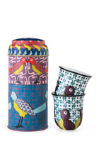 Birds of Paradise Tin Box With Cups, Set of Two